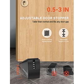 Upgrade Strongest Spring Large Door Stoppers - Heavy Duty Door Stopper Wedge, 3 in Tall Door Stoppers for Bottom of Doors, Rubber Door Stop for Extra Strong Grip Metal Doorstop Suits Any Heavy Door