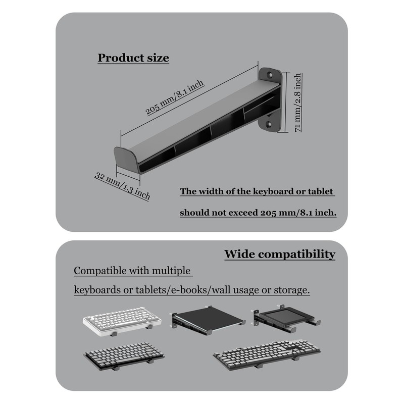 NOTMBESTM Universal Wall Mount Storage Organizer for Keyboard, (Black)