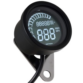 Daytona Velona 21977 Motorcycle Electric Speedometer/Tachometer, Black Body, Diameter 2.4 inches (60 mm), 399 km/h, 20,000 rpm Display