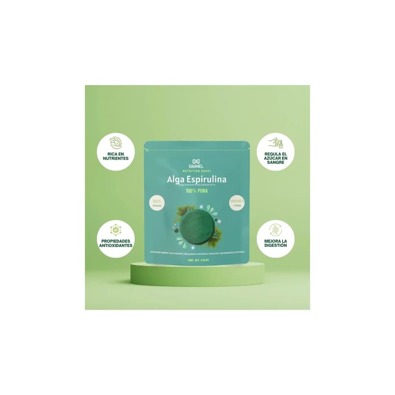Alga Espirulina Pura En Polvo 2kg Superfood Orgánica