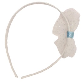 Topkids Accessories Small Bow Design Alice Bands, Pretty Girl’s Hair Pink Glitter Bow, Polka Dot Bow, Blue & White Headband, Bow Hair Bands for Girl’s & Women (White Sparkles)