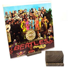 Excello Global Products Small Wood Record Holder Shelf: Wall Mounted Organizer Shabby Chic Rustic Display Shelves Floating Wooden Storage Rack Showcase Album Cover Collection (Pack of 2)