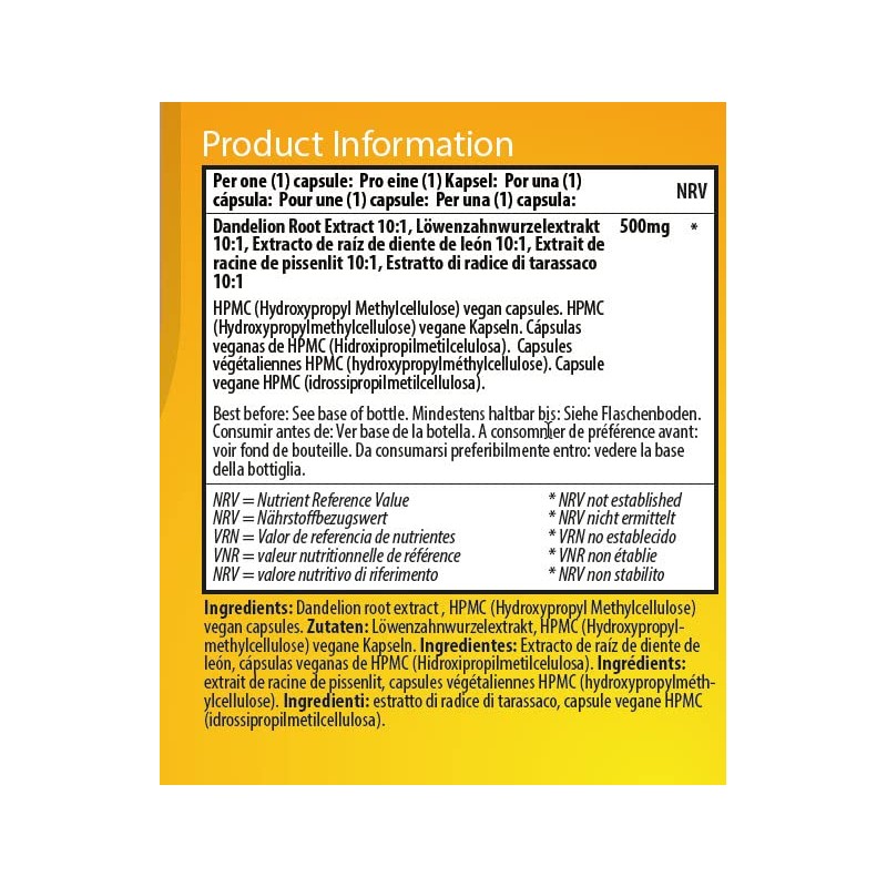 Dandelion Root Extract Capsules 500 mg 120 Capsules