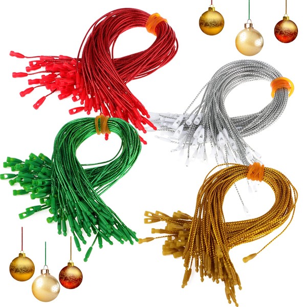 200 Pcs Christmas Ornament Hangers String with Snap Lock, Precut