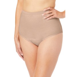 Comfort Choice Women's Plus Size Cotton Incontinence Brief 2-Pack - 10, Nude Beige