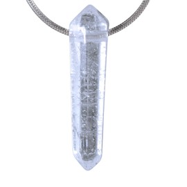 Lebensquelle Plus Quartz Crystal Double Ended Pendant Double Tip with Hole, Semi Precious Stone, rock crystal