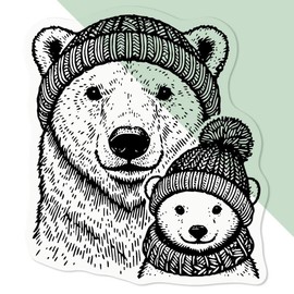 'Polar Bear Family' Clear Sticker Decal – Waterproof Film for Windows, Cars, Walls & Crafts, Medium (100mm) (DC00139481)