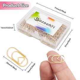 Wozoohyi Gold Paper Clips 100 PCS Paper Clips,Stainless Steel Decorative Paper Clips for Office Home,0.78 Inch Small Paper Clips,Love Heart Paper Clips,Bookmarks Clips