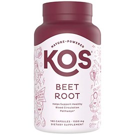 KOS Organic Beetroot Capsules 1500mg - USDA Organic, Antioxidant Power from Organic Beet Root Superfood, Supports Healthy & Active Lifestyle - Non-GMO, Vegan and Keto Friendly - 180 Capsules