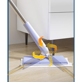 Automatic Cloth Clip mop, Bathroom mop, Household Cleaning Tablet, Small mop, Multifunctional face Towel mop, Dry and Wet Dual-Purpose, Extended 2 Sets (Purple 2PCS, 35.8in)