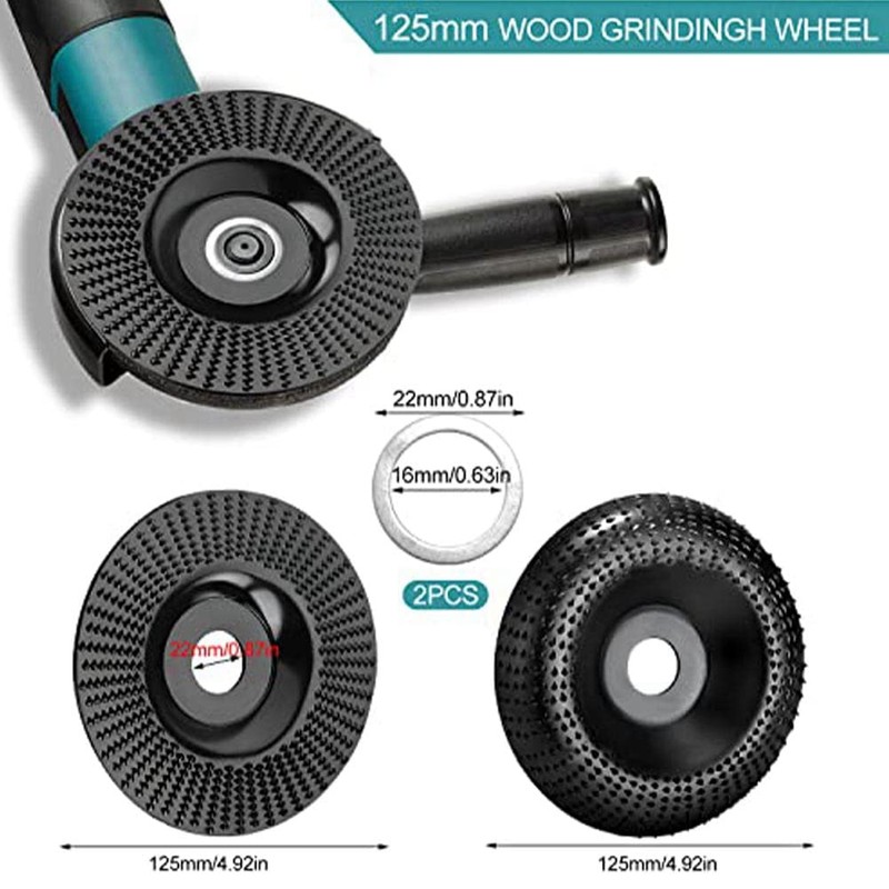 Peakloong 2 Pack Wood Grinding Wheel for Angle Grinder 125mm