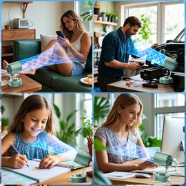 Cyfrone Portable Small Aroma Desk Fan - USB-C Rechargeable 4000mAh 4 Speeds Mini Quiet Table Fans Tilt Adjustable for Bedroom Office & Home, 9H (Green)