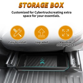 TUSKETY Revolutionize Experience with the Ultimate Under Seat Storage Box! This Innovative Organizer Boasts a Premium Silicone Pad, Securely Storing Your Cybertruck Accessories.