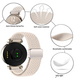 Issinlky Nylon Braided Strap for Garmin Lily 2, 14 mm Elastic Bracelet for Garmin Lily 2 Women