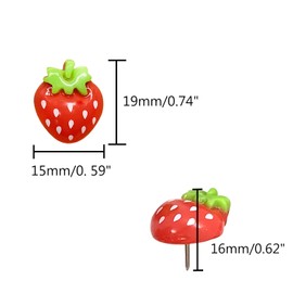 CPELLESSE 30 Pcs Strawberry Push Pins, Creative Strawberry Pushpins Fruit Theme Thumbtack for Paper Photo Memo File Pin Board Foam Board Map Decorative Thum Btack