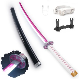 Zisu LED Glowing Anime Cosplay Sword Kanao Sword - 40 Inch Rechargeable Light Up Sword with Stand & Belt