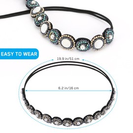 Befirys Paquete de 6 diademas elásticas con diamantes de imitación para mujer, vintage, diademas para el pelo, hechas a mano a la moda, diademas elásticas de diamantes para damas novias y niñas (multicolor)