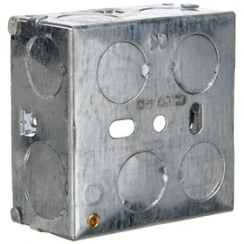 Merriway BH04060 35mm (1.3/8 inch) Depth Single 1-Gang Metal Flush Mount Back Pattress Box , Grey