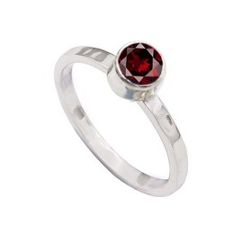 JEWELSTREZORO Granat Edelstein-für Herren und Damen, alle Größen, 925er-Sterling Silber Band Ring, handgefertigter Geschenkartikel, Schmuck TSR373AB_6 (52 (16.6))