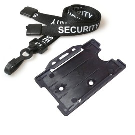 Customcard ltd¨ Black Security Lanyard with Black Security Badge Holder Open Faced