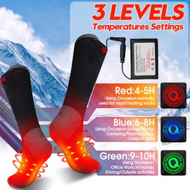 Rabbitroom Heated Socks for Men Women 7.4V Upgraded Rechargeable Battery With 3 Levels Setting Electric Insulated Ski Socks Great for Chronically Cold Feet Winter Warm Socks Perfect for Outdoor Sports