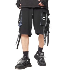 Hello MrLin Cargo Shorts for Men Drawstring Summer Beach Stretch Hip Hop Joggers Tactical Pants Outdoor Shorts with Pockets