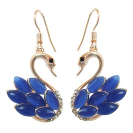 Navachi - 18K Gold Plated Base Metal Marquise Blue Opal, Metal, Opal