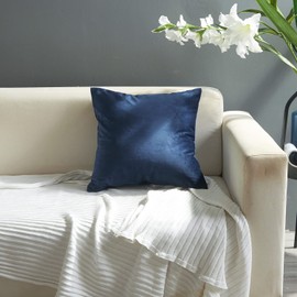 CXTAI 2x Navy Blue Velvet Cushion Covers Decorative Square Throw Pillow Cover Pillowcase 16"x 16"40 x 40cm