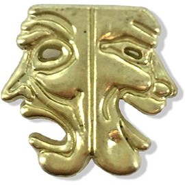 7/8 INCH DRAMA MASK CHENILLE PIN GOLD - PACK OF 10