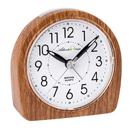 Atlanta Umweltfreundlicher Wecker ohne Ticken Holz Optik Braun - 2507-23