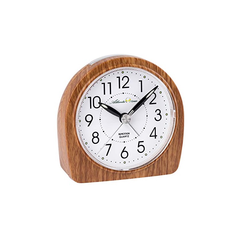 Atlanta Umweltfreundlicher Wecker ohne Ticken Holz Optik Braun - 2507-23