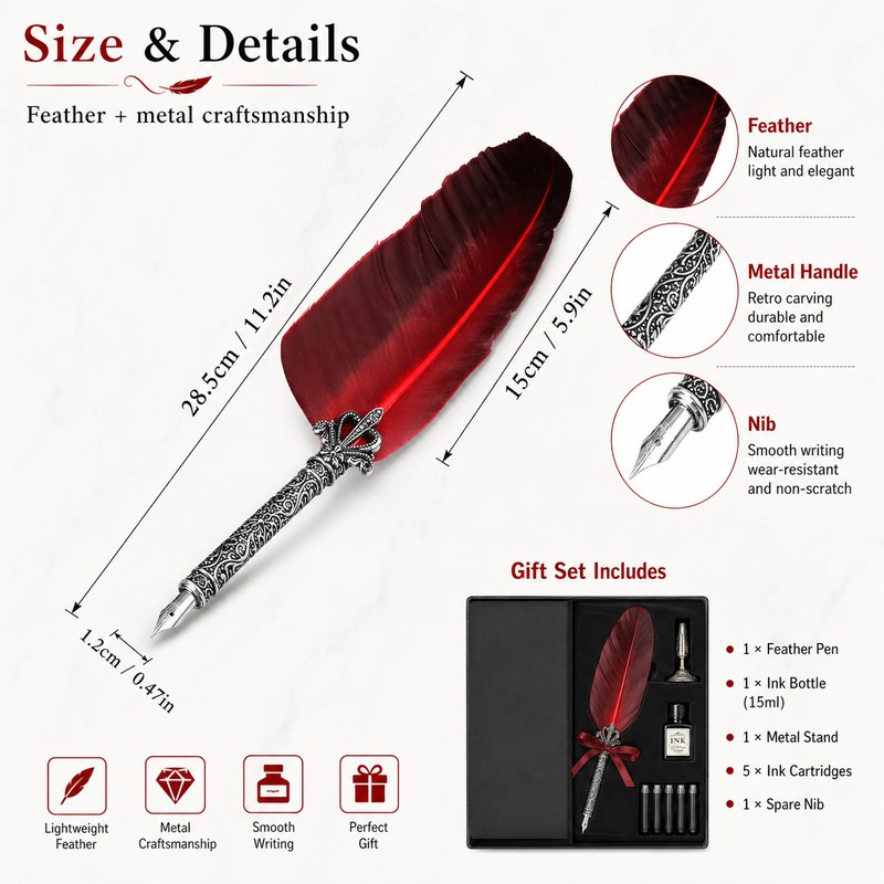 Feather Dip Pen Set for Calligraphy – Vintage Writing Kit