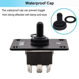 Momentary 6 Pin 3 Position (ON)-Off-(ON) UP/Down Polarity Reverse Switch Rocker Toggle Switches with Panel,Wires and Cap Black