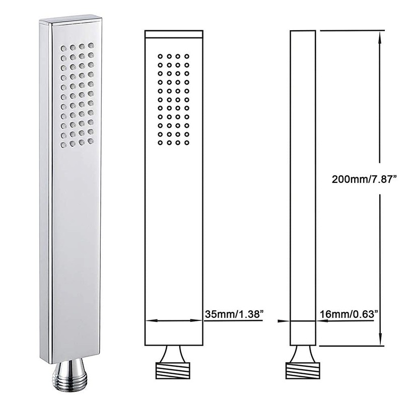 Ownace Square Solid Brass Chrome Hand Held Shower Head With
