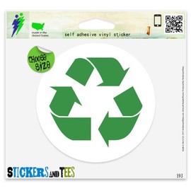 Recycle Sign Green Vinyl Car Bumper Window Sticker 2" x 2"