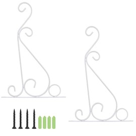 Pack of 2 hooks for hanging basket holder, white plant hooks, hanging basket brackets, hooks for hanging basket, with screws for hanging potted plants, night lights, flower baskets, lanterns, white