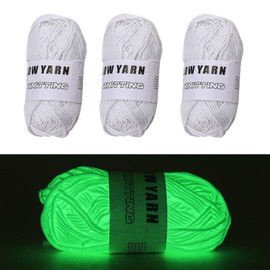 Glow in The Dark Yarn, Glow in The Dark Yarn for Crochet, Glow Yarn for Knitting, Crocheting, Crafts Sewing Beginners (White,3 pcs)