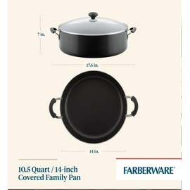 Generic 14-inch Easy Clean Nonstick Family Pan, Jumbo Cooker with Lid (Black), 15.37