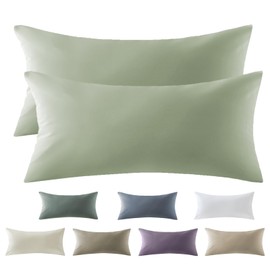 SOULFUL Satin Cushion Cover 40 x 80 cm, Cotton, Pillowcases 2-Piece with Zip, Oeko-Tex Certified, Soft and Comfortable, Sage Green