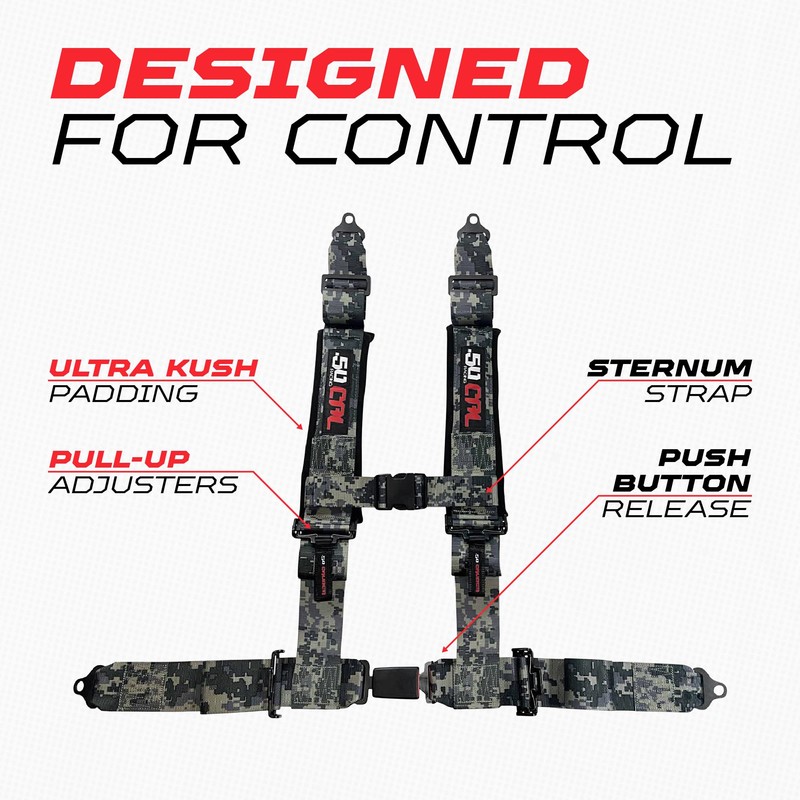 1pc 4 Point Harness for Bucket Seat, Push Release, 10