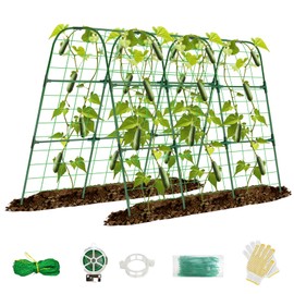 TOCCYARD Cucumber Trellis for Raised Bed, 48x48inch U-Shape Garden Trellis for Climbing Plants Outdoor, Metal Arch Trellis for Vegetables, Plant Support for Tomato, Pea, Zucchini, Squash
