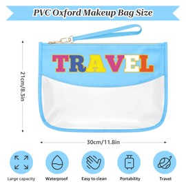 Sazuwu Chenille Letter Makeup Bag with Zipper Preppy Accessories for Girls Transparent PVC Cosmetic Travel Bag Organizer Portable Travel Pouches Makeup Toiletry Bag Organizer Storage Pouch