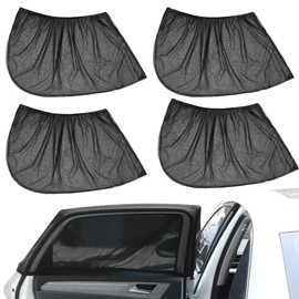 4 Pcs Universal Car Side Window Sun Shades Net, Car Rear Window Breathable Mesh Protects from Sun Glare Burn Heats & UV Rays, Auto Vehicle Side Window Curtain Sun Visor Net for Family (SUV)