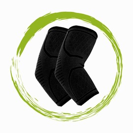 MaxFit 2 Coderas para Gym, coderas ortopédica, Protección Completa para Brazos y Codera, mangas para brazos, codera de compresión, Especializada para Epicondilitis" HZ001 (Negro, Large)