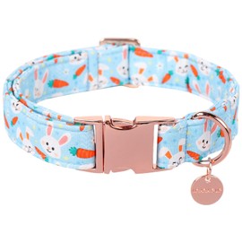 UP URARA PUP Easter Dog Collar, Cotton Easter Bunny Collar for Puppy Girl Boy Dog or Cat, Easter Day Gift Rabbit Carrot Dog Collar, Cute Carrot Pet Dog Collar with Metal Buckle, XS, Neck 8-12in