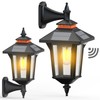 2 Pack Solar Wall Lantern Lights Outdoor with 3 Lighting