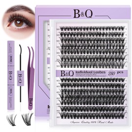B&Quagen Cluster Lashes Kit 280pcs Natural Lashes Cluster Kit D Curl 30D 40D Mix 9-16mm Diy Lash Extensions Kit with Lash Bond and Seal and Tweezers Reusable eyelash extension kit for beginner