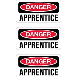 Danger Apprentice, I Make Decals™, 3 Pack, Funny, Humor, Hard Hat, Lunch Box, Tool Box, Helmet Stickers 1" x 2"