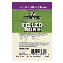 Redbarn 5 Pack of Peanut Butter Flavor Naturals Filled Bone Dog Chews, Small, Made in The USA5