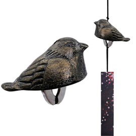 A.F.N.A.L - Carillón de viento japonés para jardín y patio, decoración de campanas de viento de metal colgante, colgante de bendición, campanillas de viento y atrapador de viento de PVC, pájaro